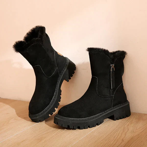 Women's Leather Ankle Boots Fleece Lined