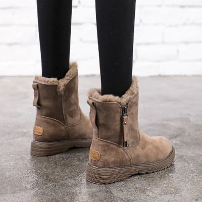 Women's Leather Ankle Boots Fleece Lined