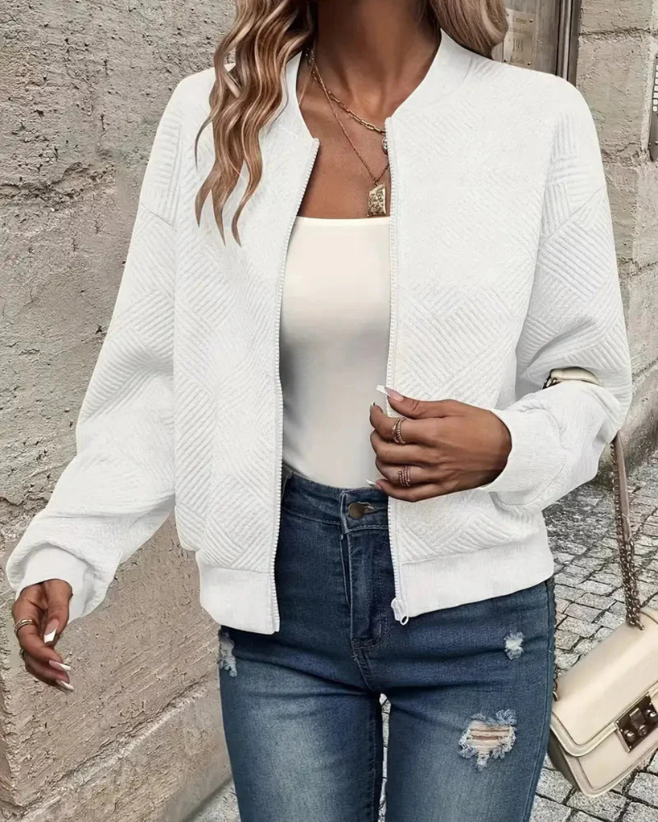Women's Ribbed Knit Zip-Up Cardigan Jacket