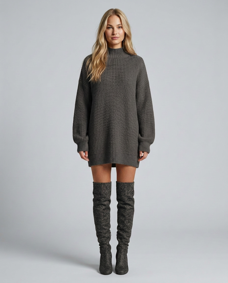 Agnethe | Grofstrikket Sweater-Minikjole
