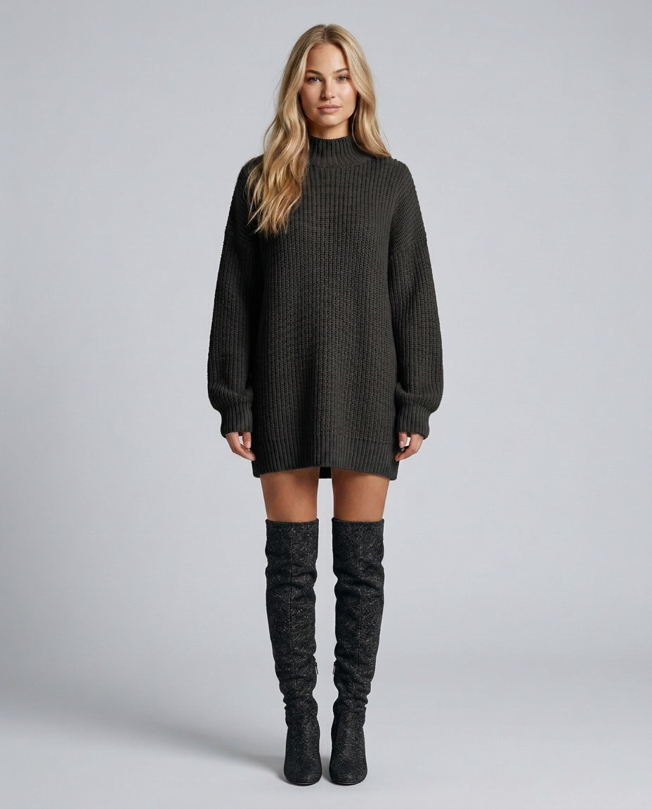 Agnethe | Grofstrikket Sweater-Minikjole