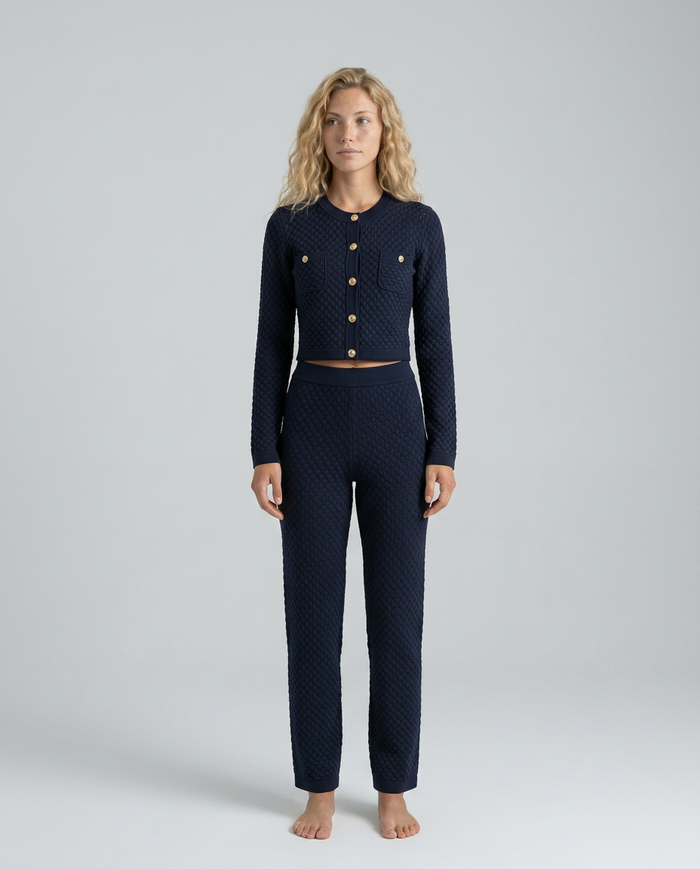 Bianca | Button-Front Crochet Knit Cardigan Top