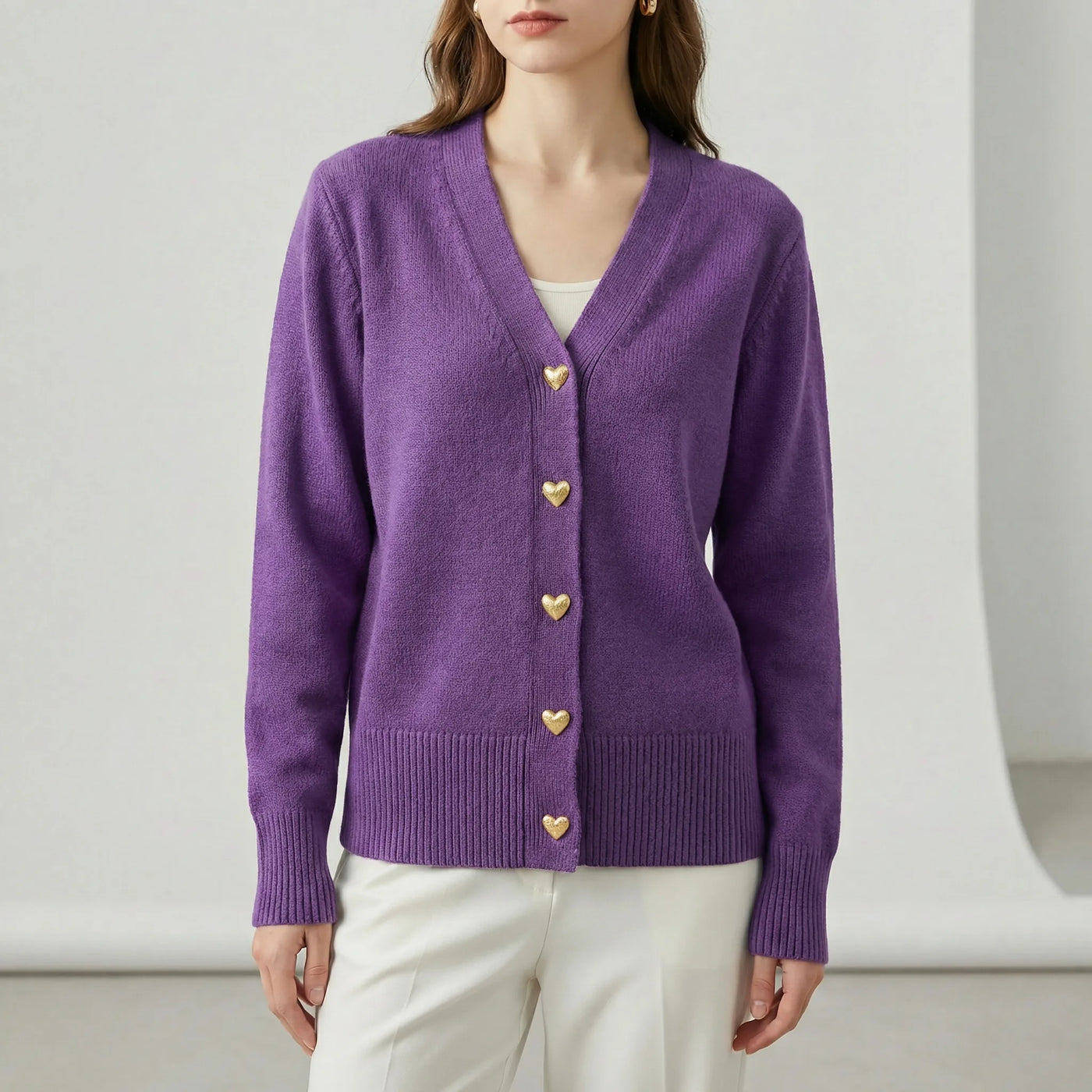Women’s Knit Cardigan with Button Placket - Crawleigh