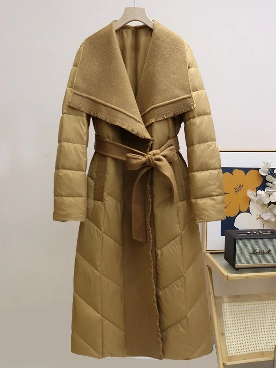 Womens Nylon Long Puffer Down Coat Jacket