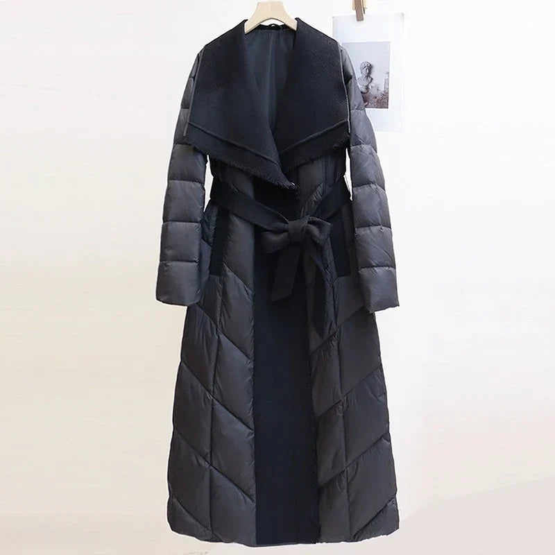 Womens Nylon Long Puffer Down Coat Jacket