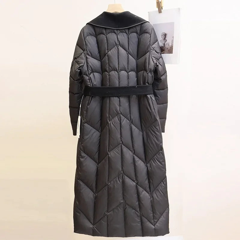 Womens Nylon Long Puffer Down Coat Jacket