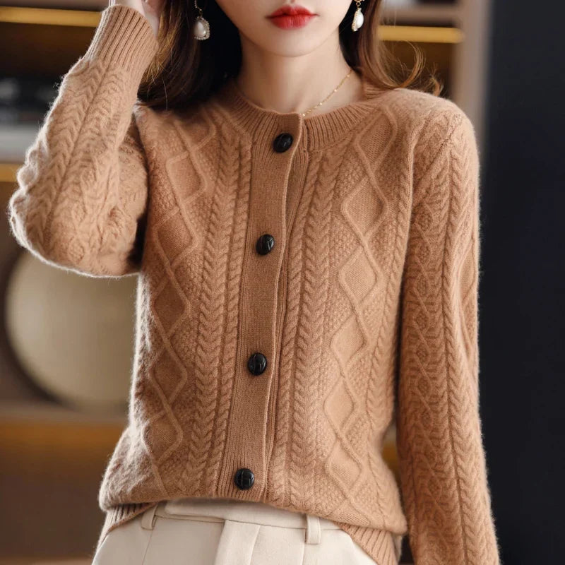 Women's Wool Cardigan Knit Button Up Sweater
