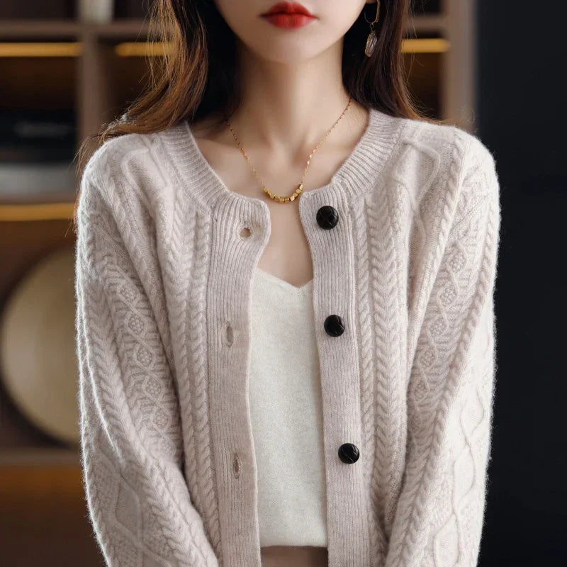 Women's Wool Cardigan Knit Button Up Sweater