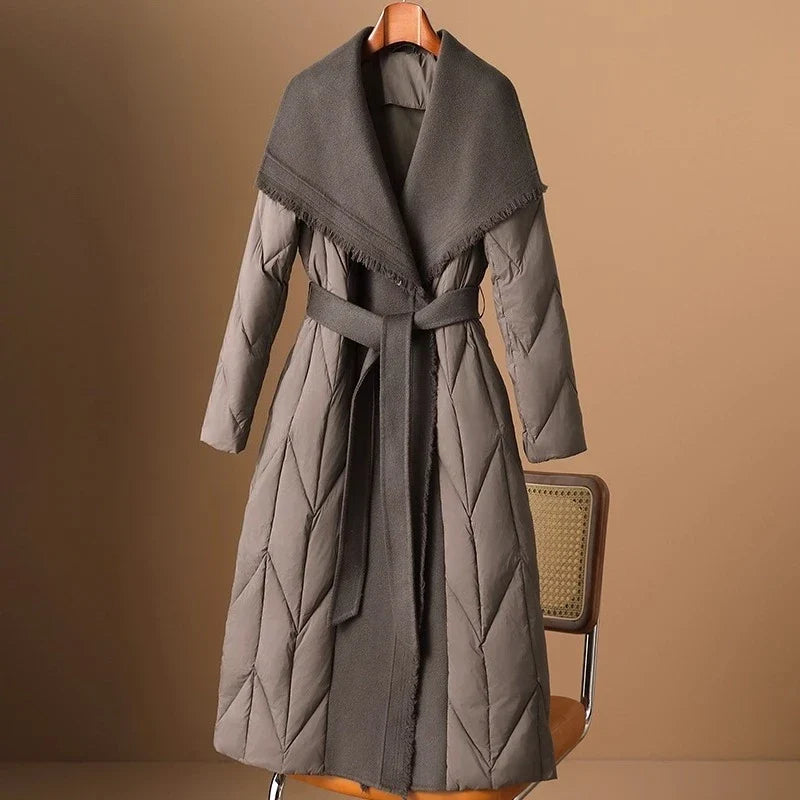 Womens Nylon Long Puffer Down Coat Jacket