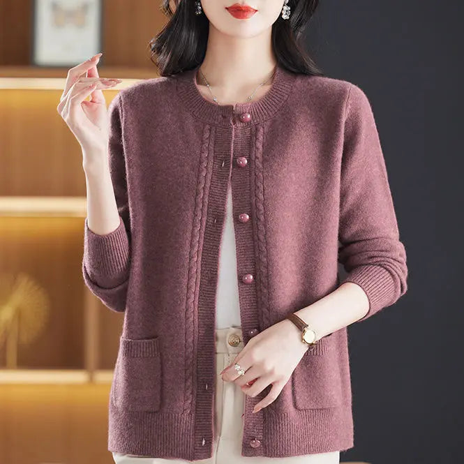 Women's Cardigan Sweater Soft Merino Wool Knitwear Jumper