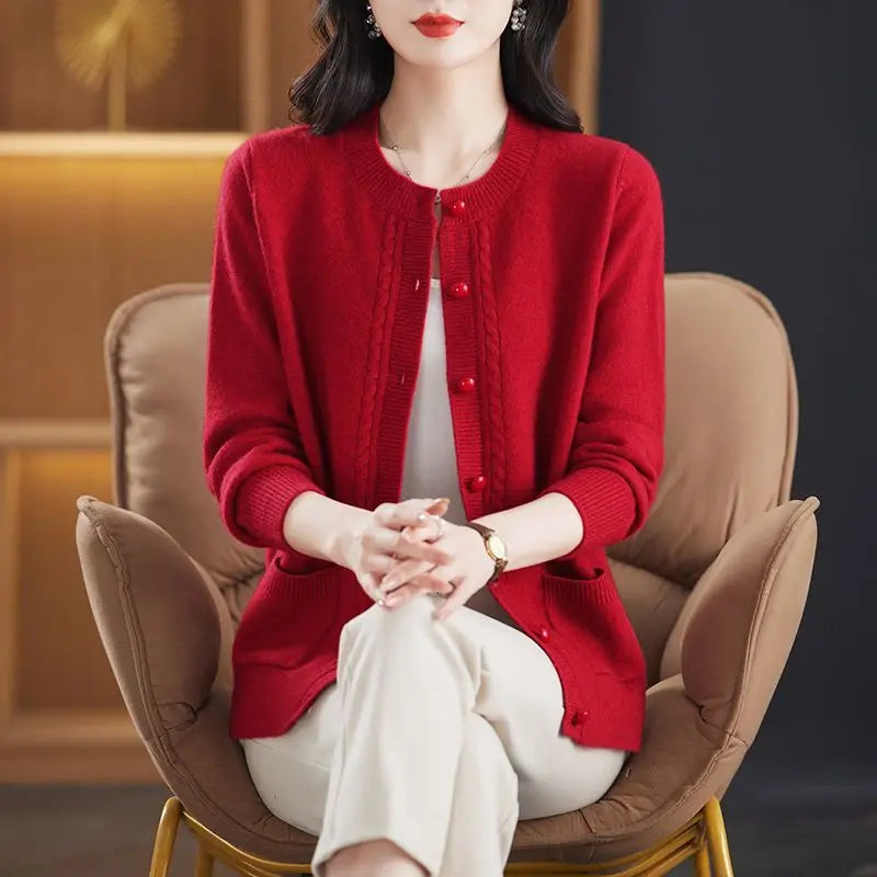 Women's Cardigan Sweater Soft Merino Wool Knitwear Jumper