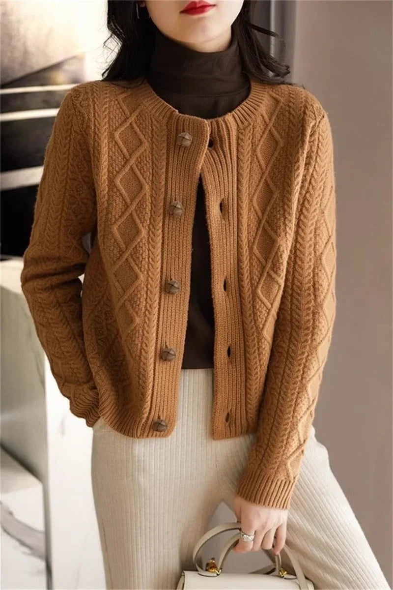 Women's Cable Knit Cardigan Sweater Jacket