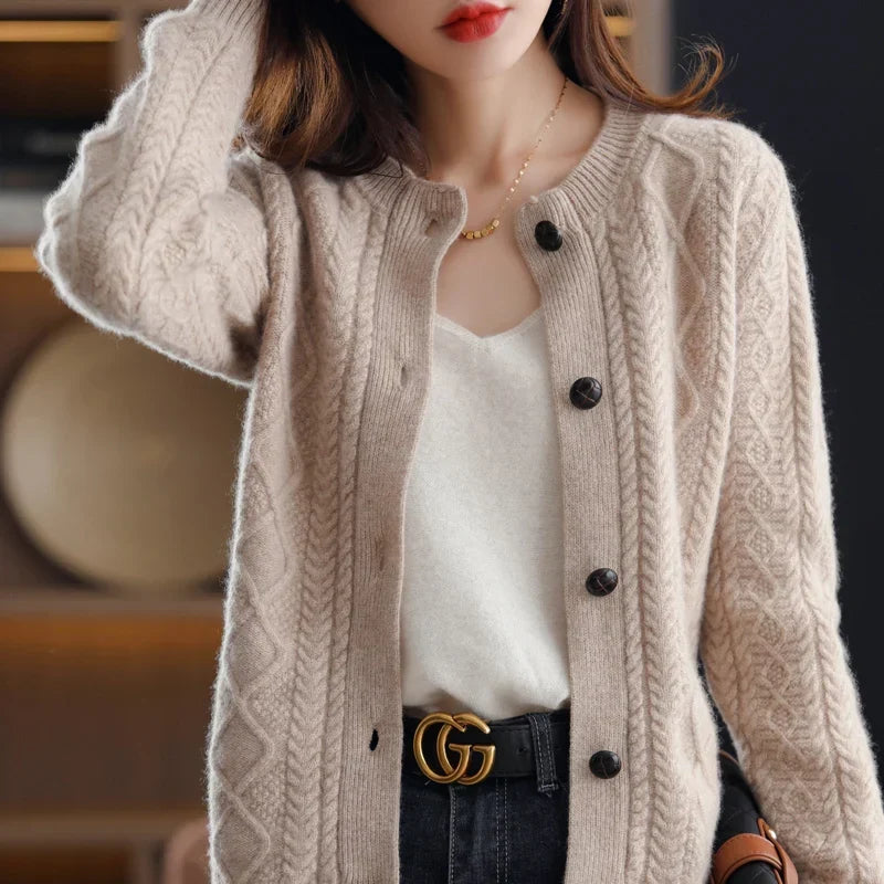 Women's Wool Cardigan Knit Button Up Sweater