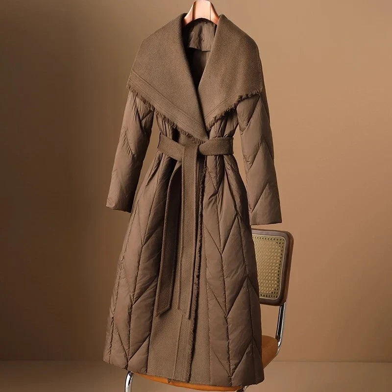 Womens Nylon Long Puffer Down Coat Jacket