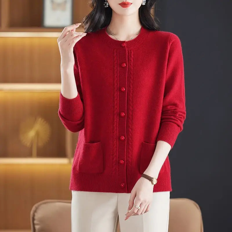 Women's Cardigan Sweater Soft Merino Wool Knitwear Jumper