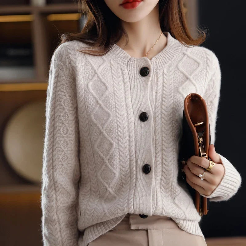Women's Wool Cardigan Knit Button Up Sweater
