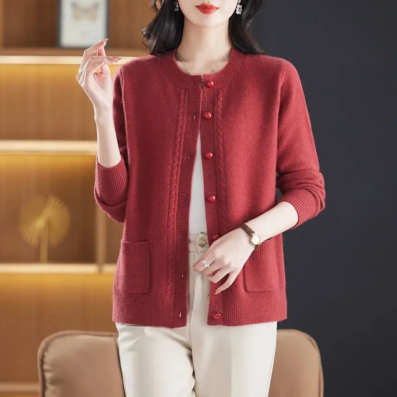 Women's Cardigan Sweater Soft Merino Wool Knitwear Jumper
