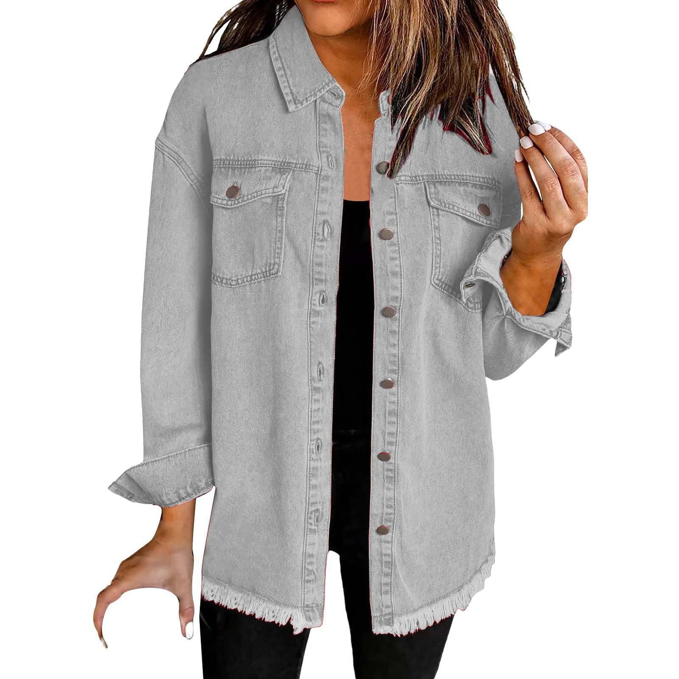 Women's Wool Mix Longline Denim Button Down Jacket