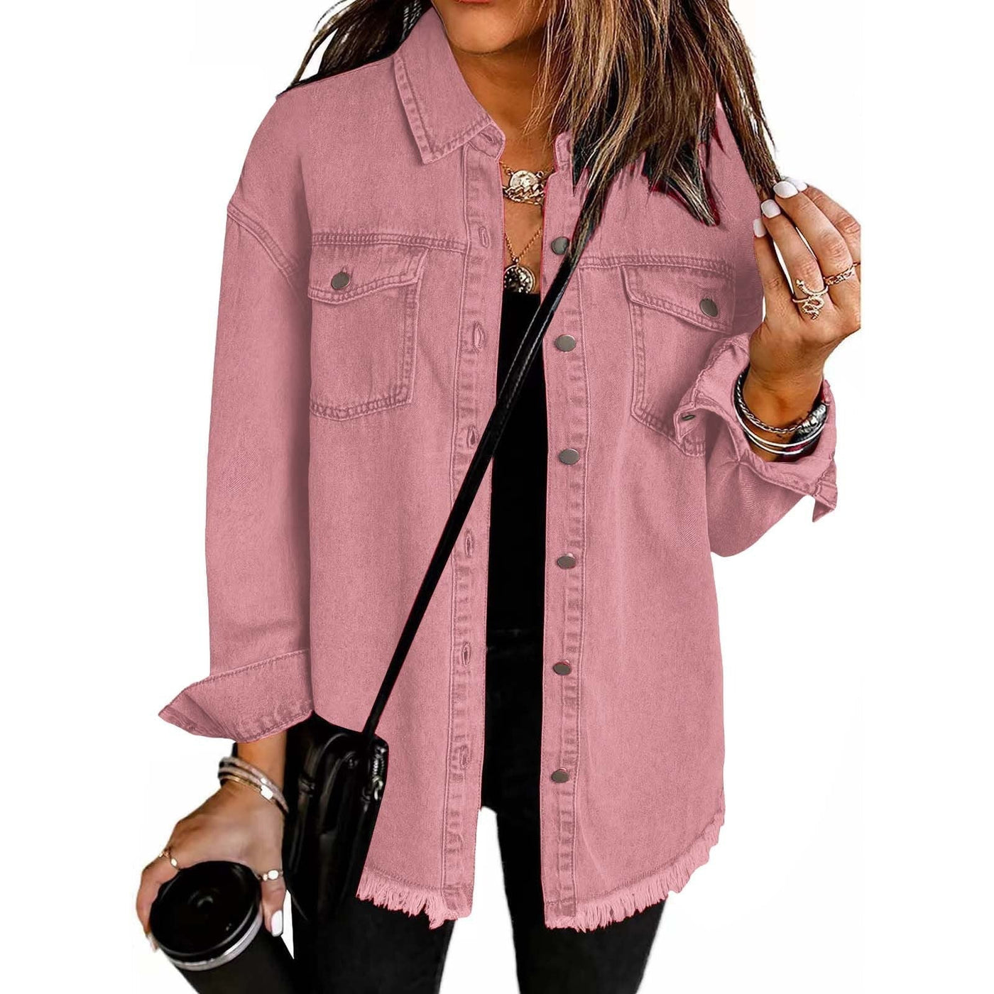 Women's Wool Mix Longline Denim Button Down Jacket