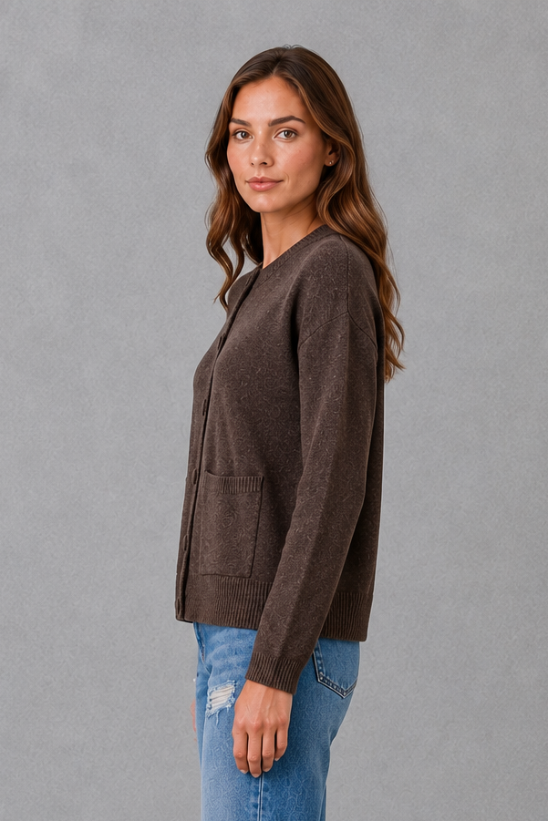 Women’s Chunky Knit Cardigan – Relaxed Round Neck Thick Knitted Vest