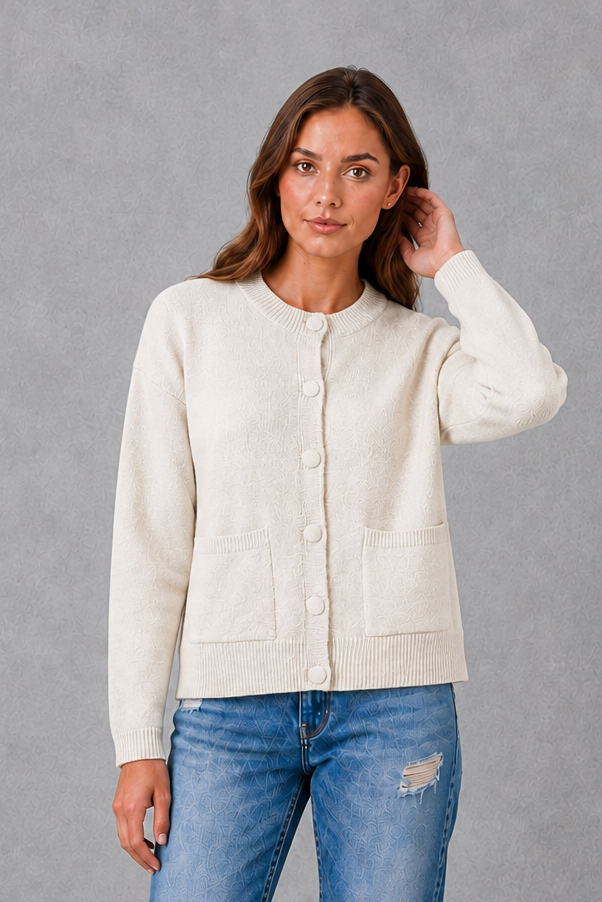 Women’s Chunky Knit Cardigan – Relaxed Round Neck Thick Knitted Vest