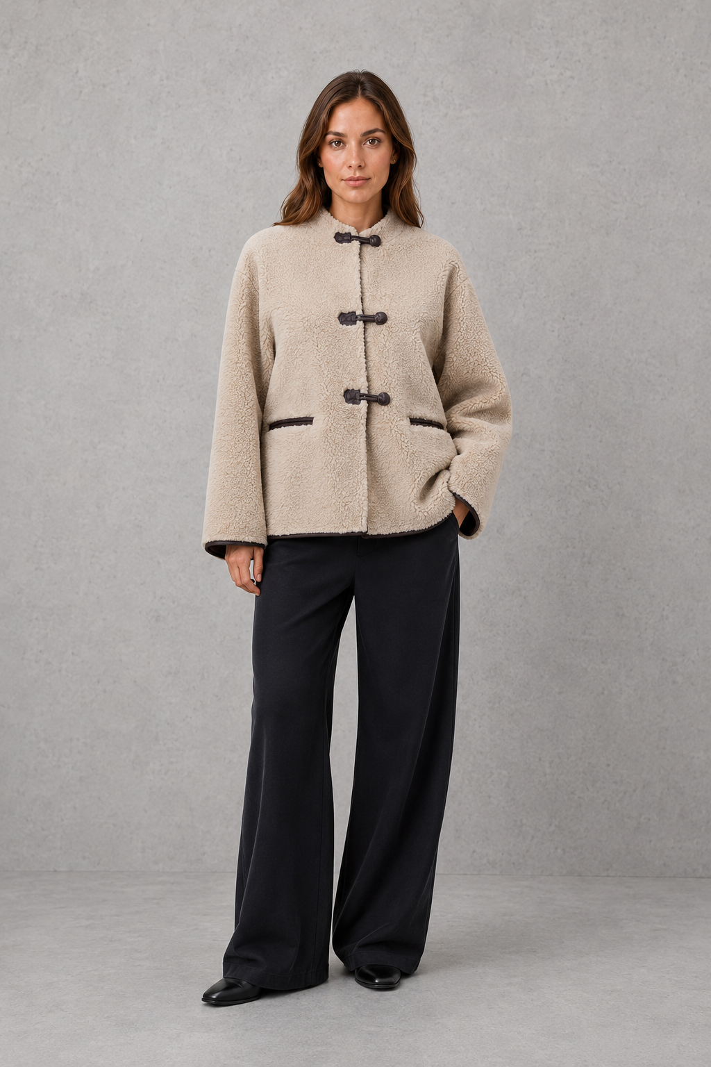 Women’s Fur Toggle Jacket – Oversized Warm Winter Coat