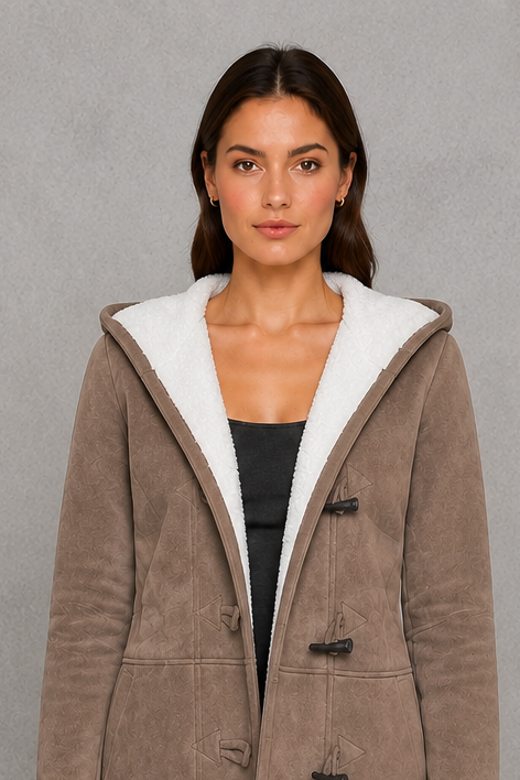 Women’s Fleece-Lined Toggle Coat – Warm Hooded Winter Jacket