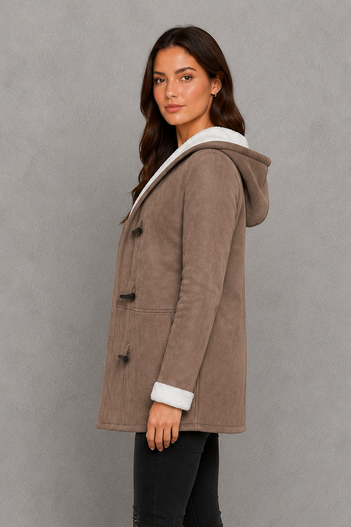 Women’s Fleece-Lined Toggle Coat – Warm Hooded Winter Jacket