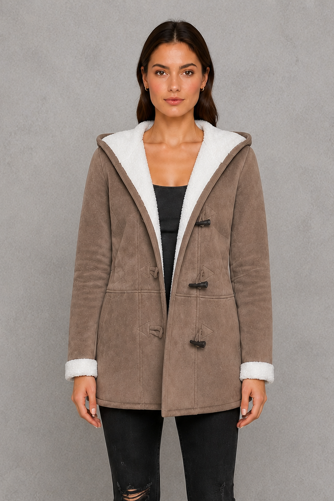 Women’s Fleece-Lined Toggle Coat – Warm Hooded Winter Jacket
