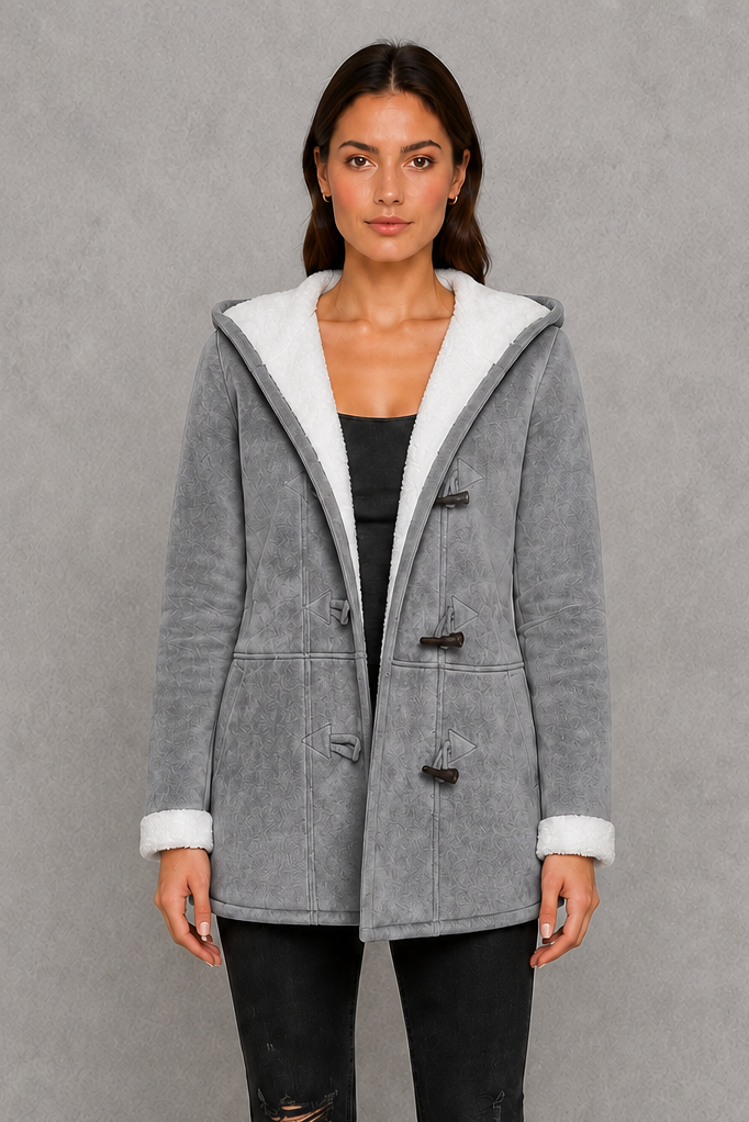 Women’s Fleece-Lined Toggle Coat – Warm Hooded Winter Jacket