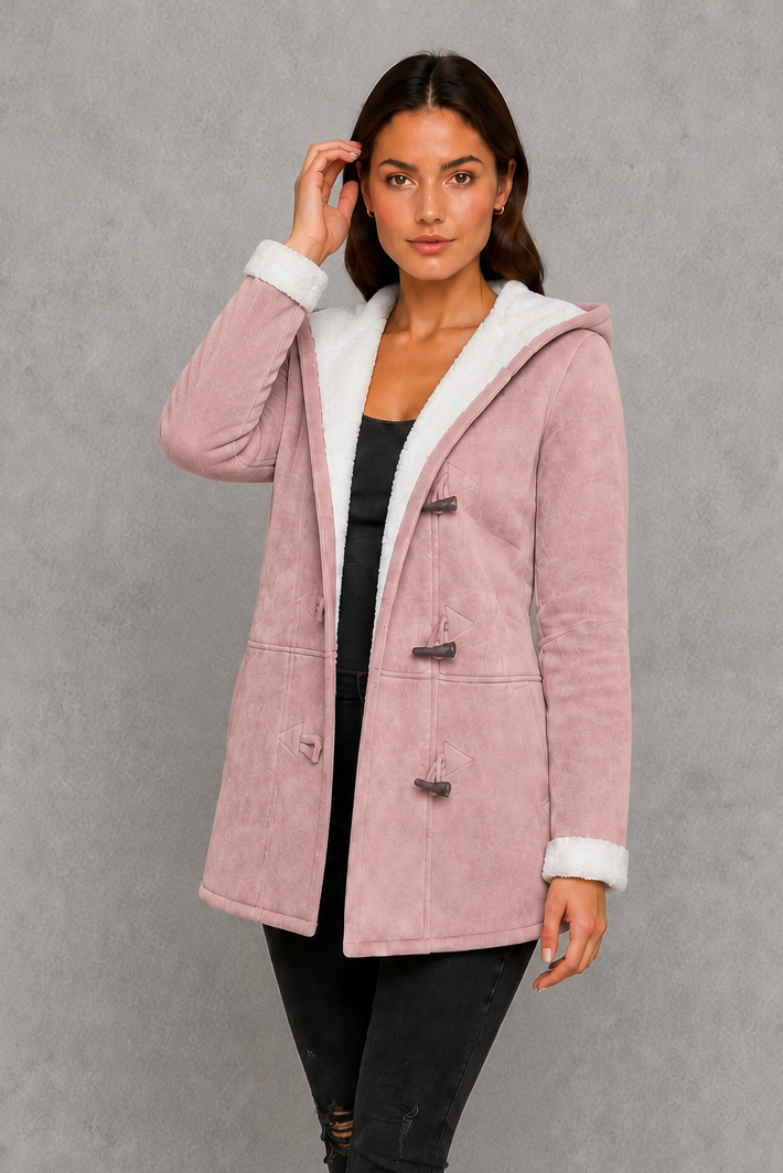 Women’s Fleece-Lined Toggle Coat – Warm Hooded Winter Jacket