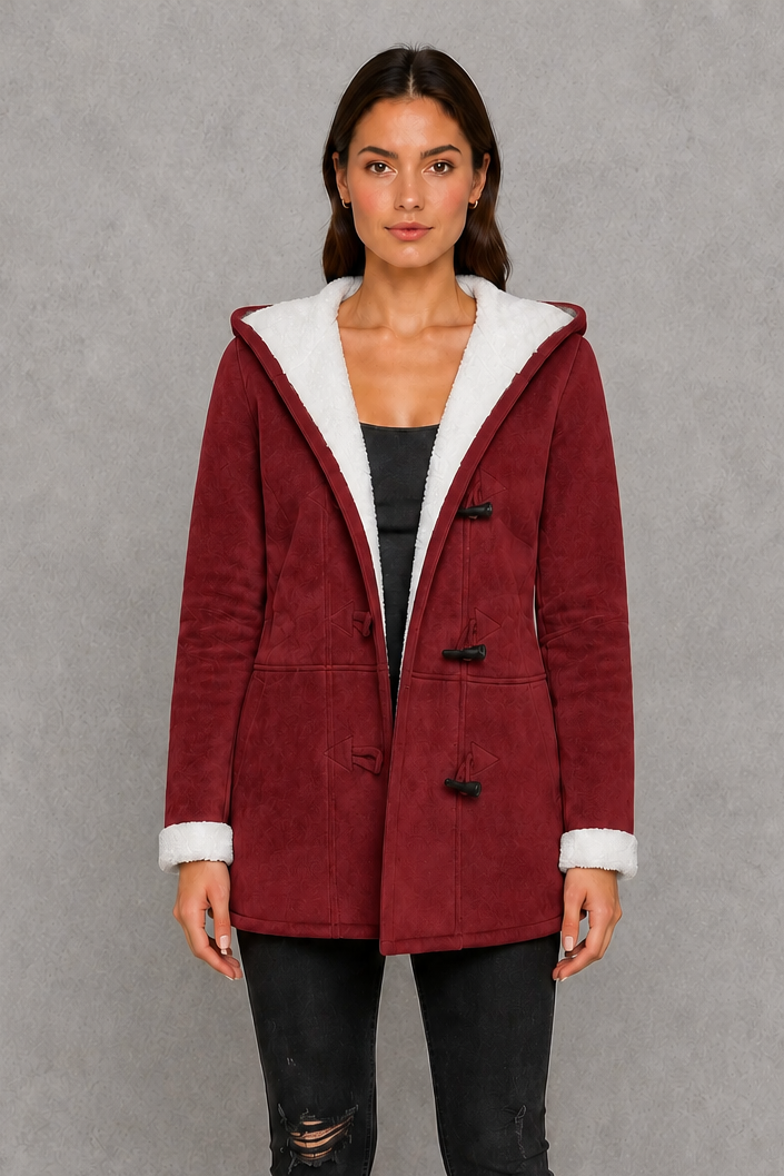 Women’s Fleece-Lined Toggle Coat – Warm Hooded Winter Jacket