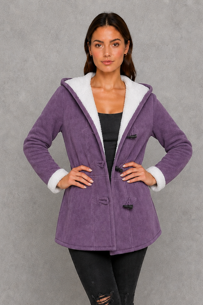 Women’s Fleece-Lined Toggle Coat – Warm Hooded Winter Jacket