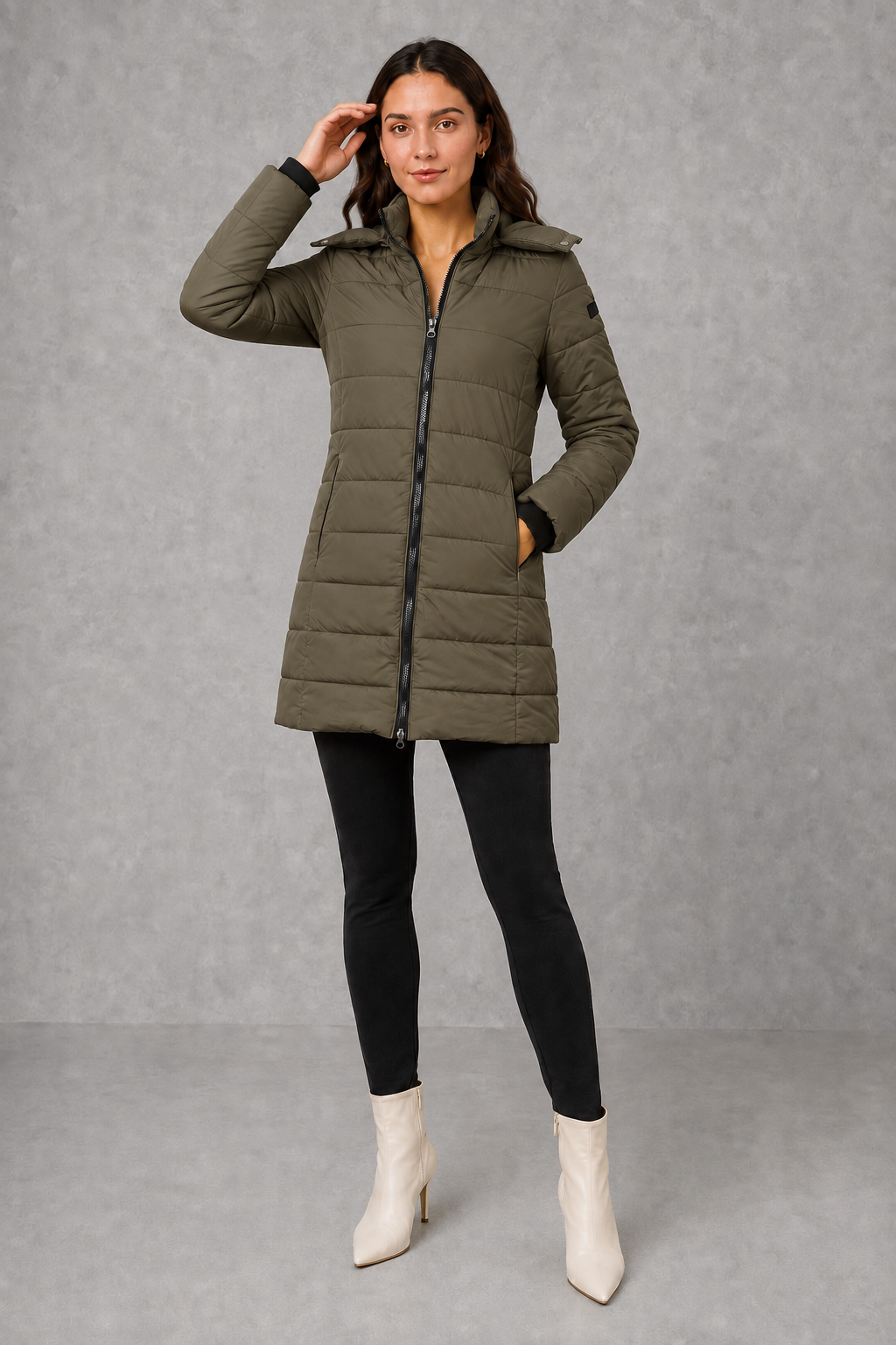 Women’s Insulated Hooded Coat – Lightweight Padded Zip-Up Winter Jacket