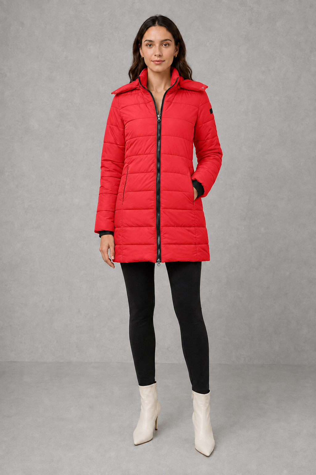 Women’s Insulated Hooded Coat – Lightweight Padded Zip-Up Winter Jacket