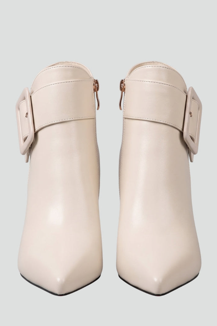 Women's Leather High Heel Pointed Toe Ankle Boots