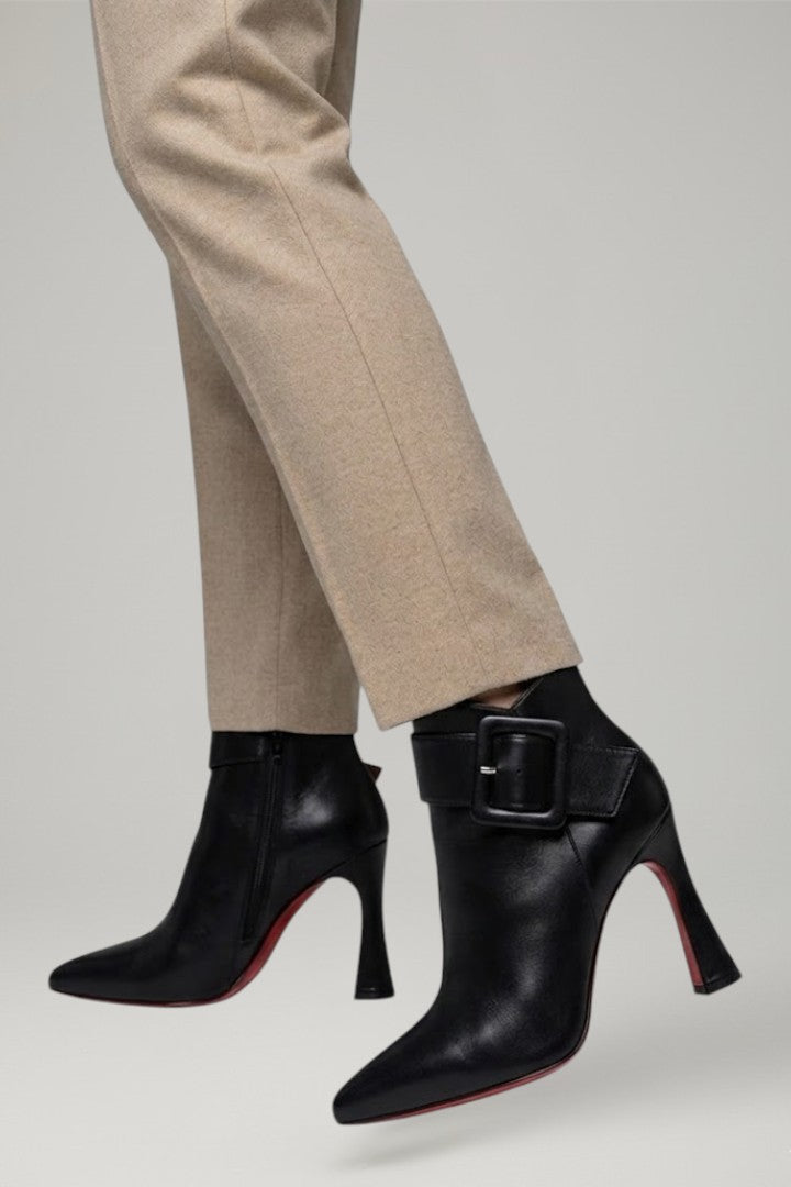 Women's Leather High Heel Pointed Toe Ankle Boots