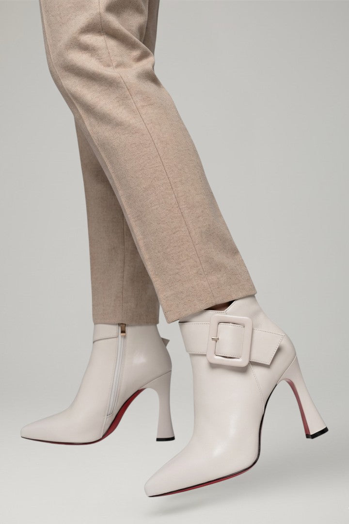 Women's Leather High Heel Pointed Toe Ankle Boots