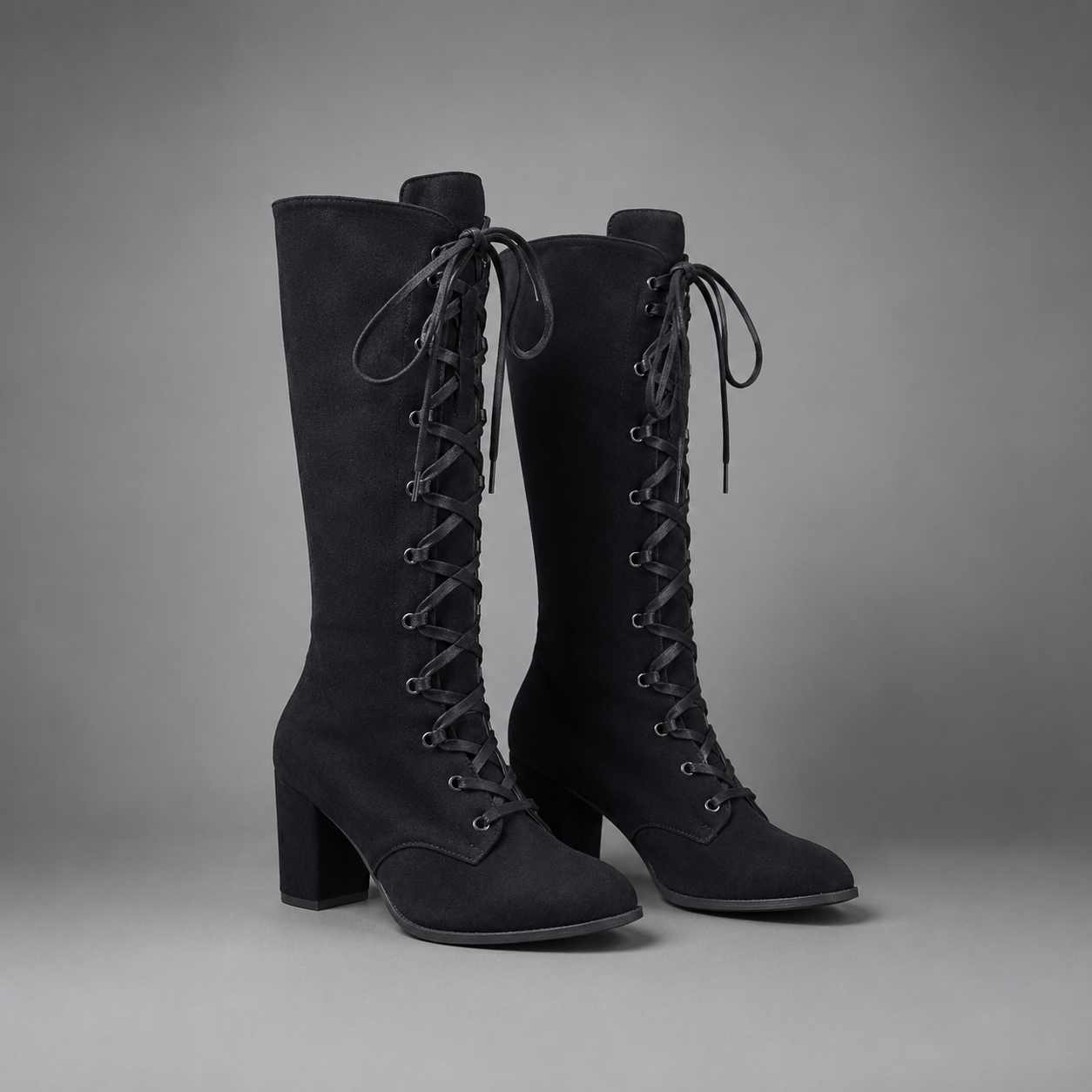 Women’s Blue Lace-Up Block Heel Ankle Boots – Stylish Everyday Casual Shoes