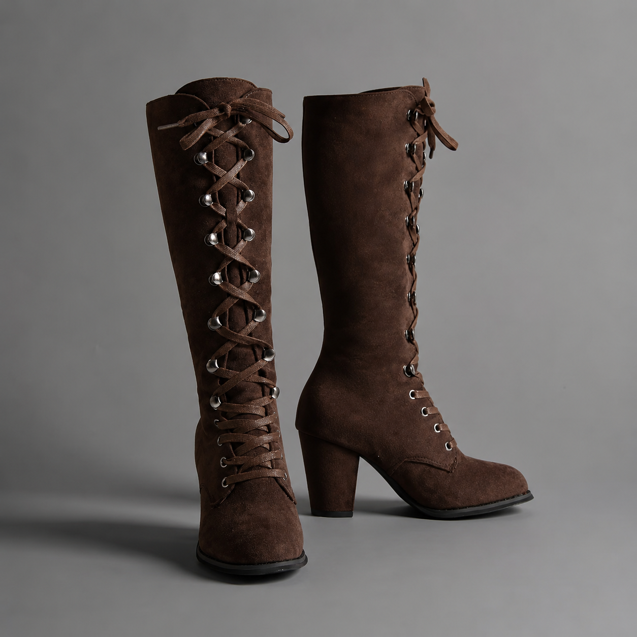 Women’s Blue Lace-Up Block Heel Ankle Boots – Stylish Everyday Casual Shoes
