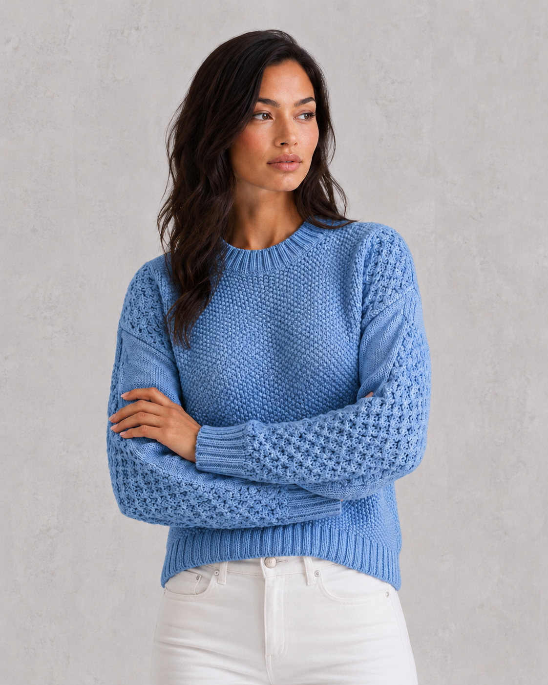 Women’s Chunky Knit Jumper - Crew Neck Relaxed Fit Pullover