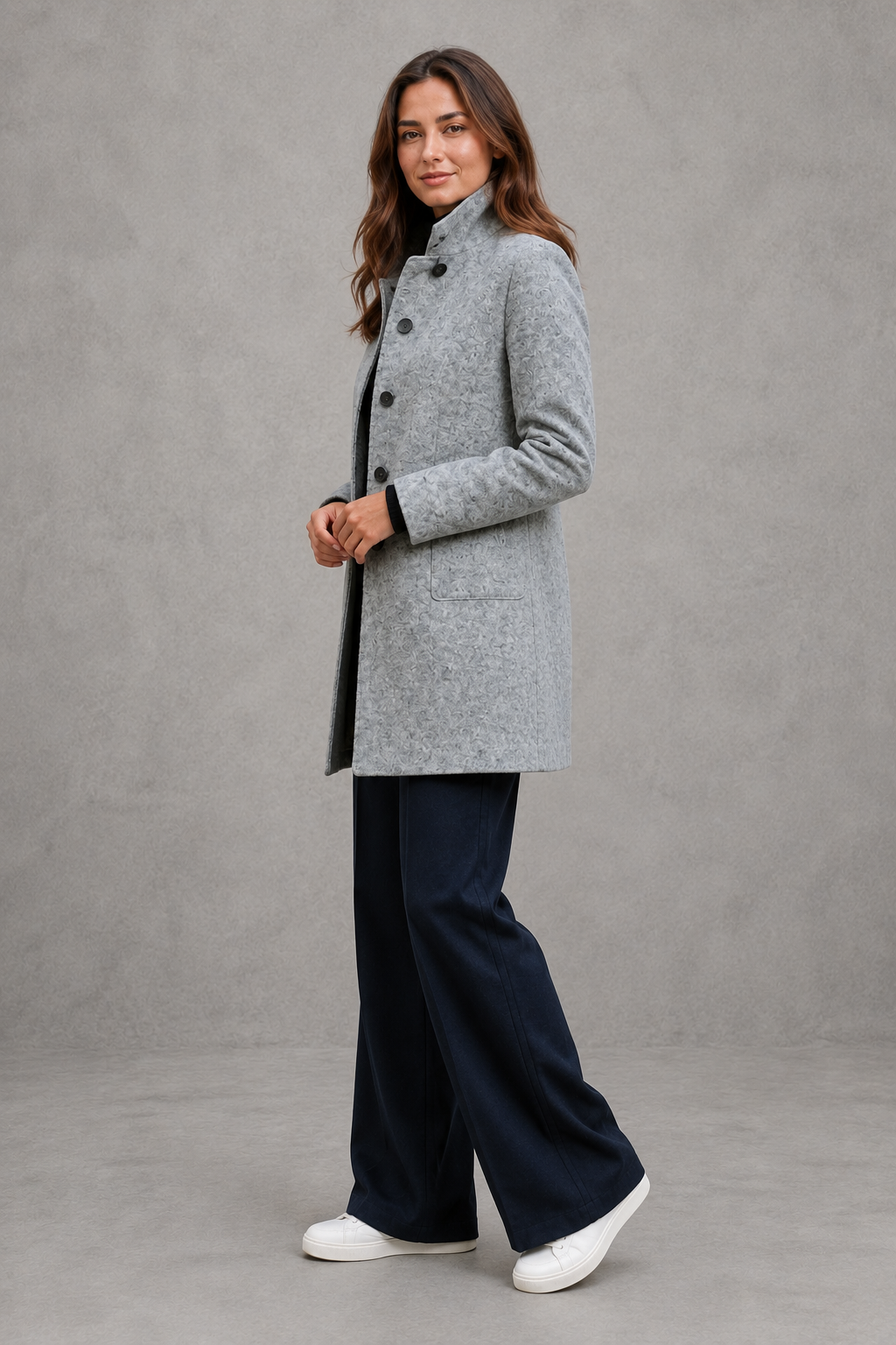 Women's Classic Longline Coat – Elegant Button Front Winter Jacket