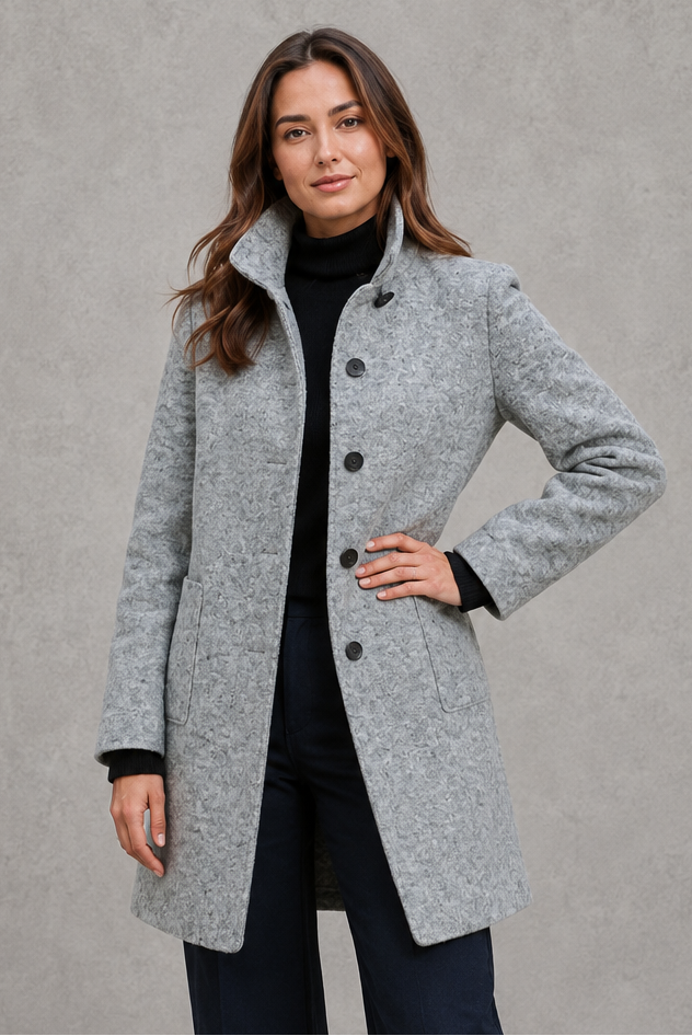 Women's Classic Longline Coat – Elegant Button Front Winter Jacket