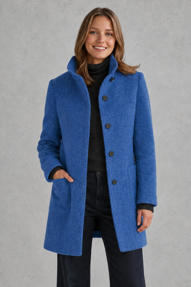 Women's Classic Longline Coat – Elegant Button Front Winter Jacket