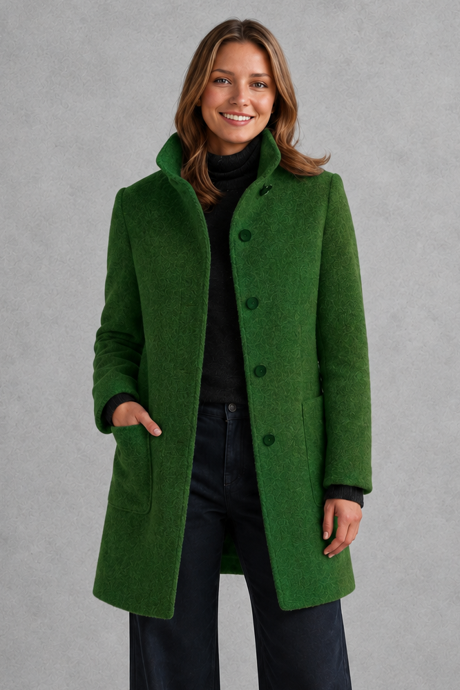 Women's Classic Longline Coat – Elegant Button Front Winter Jacket