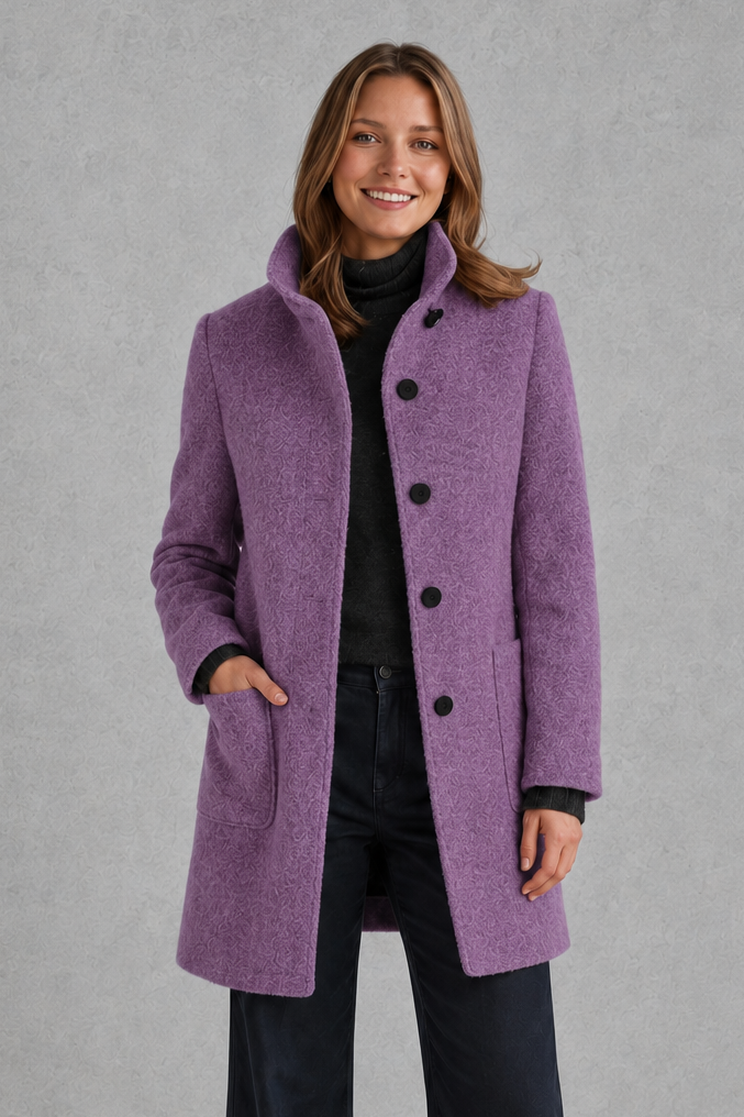 Women's Classic Longline Coat – Elegant Button Front Winter Jacket