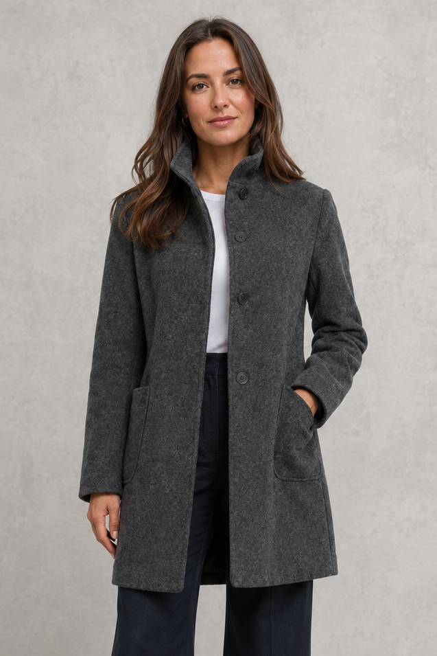Women's Classic Longline Coat – Elegant Button Front Winter Jacket