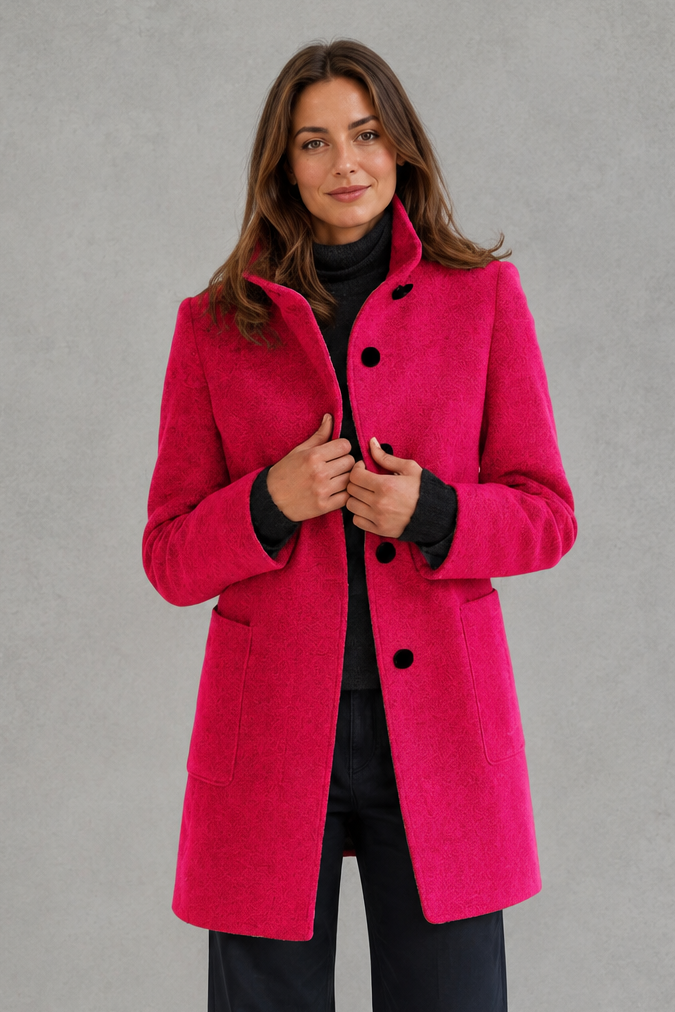 Women's Classic Longline Coat – Elegant Button Front Winter Jacket
