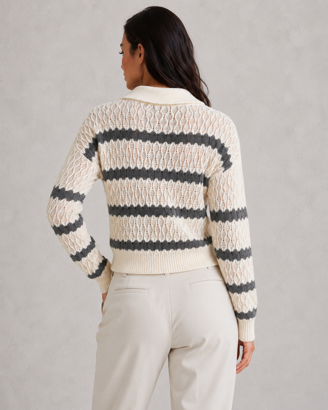 Women’s Collared Striped Knit Jumper for Casual & Everyday Wear