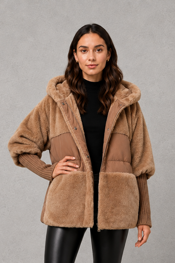Women’s Cosy Hooded Coat – Warm Longline Winter Jacket